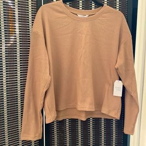 NWT Time and Tru Relaxed Long Sleeve Top Size Large   Brown